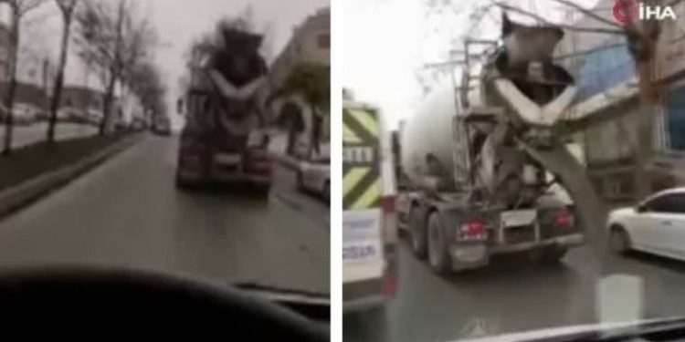 Ambulansa yol vermemek için yola beton döktü